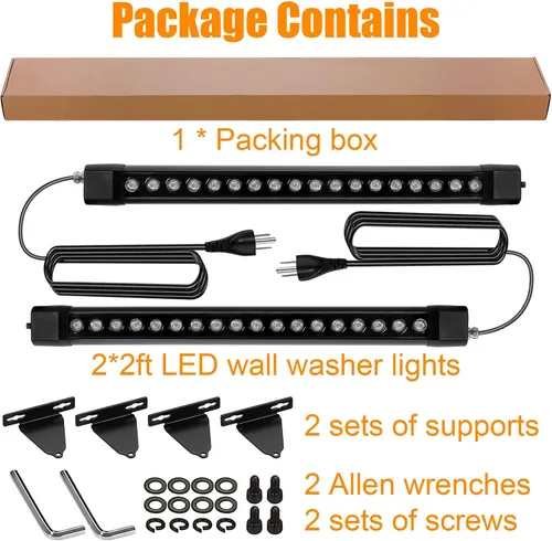 Vista 8 de HNRLOY Paquete de 2 lámparas de pared de 36 W, 4000 K, luz blanca natural para pared, 2 pies, 120 V, barra de luz LED lineal para exteriores