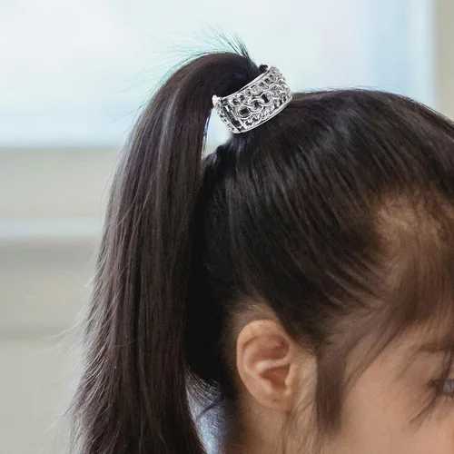 Vista 3 de KALLORY 6 piezas de cola de caballo para el cabello, con diamantes de imitación, ligas elásticas para el cabello, accesorios para el cabello