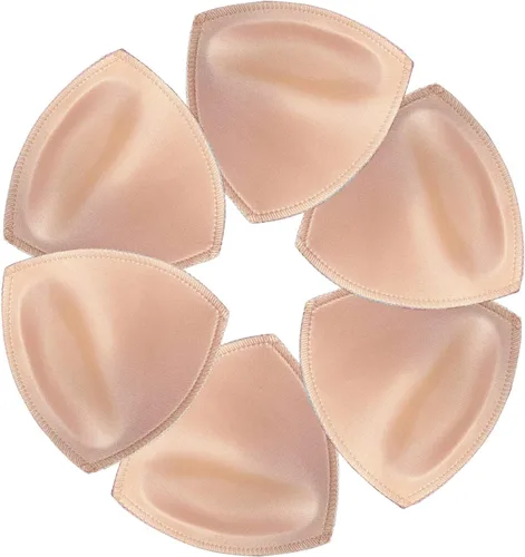 Vista 8 de 3 pares de almohadillas extraíbles para brasier triangular, insertos para bikinis, brasier deportivo, traje de baño para copas C D, color beige