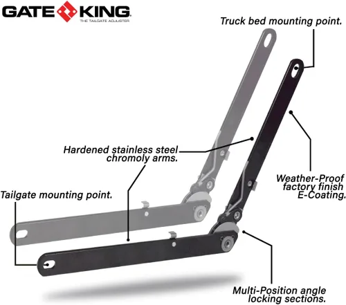Vista 2 de Ajustador de puerta trasera de camioneta con gatillo de múltiples posiciones GATE KING para Ford F150 (2004-2014) Fabricado en EE. UU