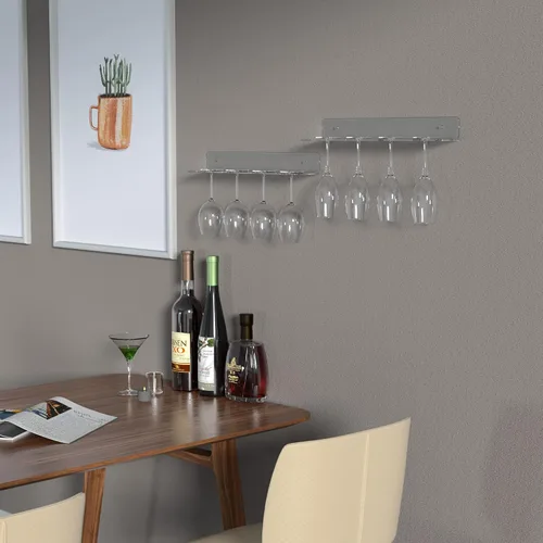 Vista 6 de Soporte de acrílico transparente para copas de vino, estantes de almacenamiento para copas de vino de pared, estante de pared para copas
