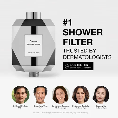 Vista 7 de Filterbaby Filtro de ducha de diamante, certificado IAPMO según el estándar NSF177, filtro desarrollado por expertos para piel y cabello, probado