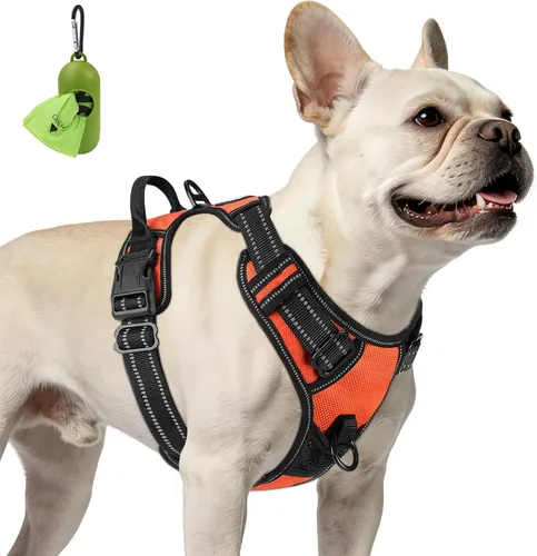 Vista 10 de Joytale Arnés sin tirones para perros pequeños, chaleco reflectante para mascotas con clip frontal, arnés acolchado suave ajustable con asa de fácil