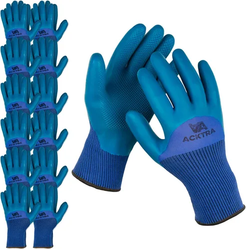 Vista 9 de ACKTRA - Guantes de trabajo de nailon recubiertos de poliuretano premium, 12 pares, puño tejido, para jardinería y uso general, para hombres