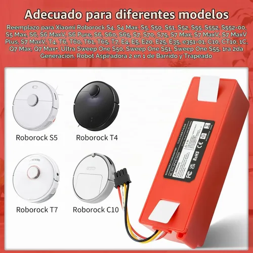 Vista 6 de Batería de repuesto para Roborock Q7+ Q5+ Q5 Q7 Max/Max+/Plus/Pro+ S70 S50 Roborock S8 S7 S4 S5 S6 S7+ S8+ Plus/Pro Ultra/MaxV/MaxV Ultra S55 S60