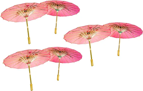 Vista 3 de TJ Global Paquete de 6 paraguas chinos japoneses para niños de 22 pulgadas para bodas, fotografías, disfraces, cosplay, decoración y otros eventos