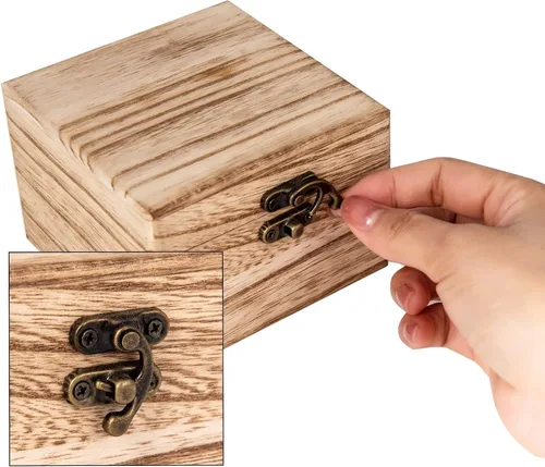 Vista 3 de Eiyye Caja de madera rústica para manualidades, joyas y relojes, caja de regalo con tapas