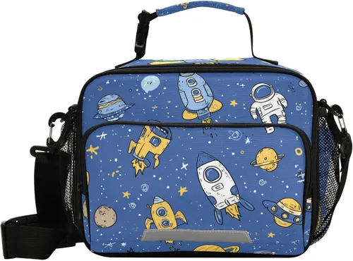 Vista 18 de Vangogh - Lonchera para niños con diseño de noche estrellada, organizador de doble aislamiento, impermeable y reutilizable, bolsa de comida