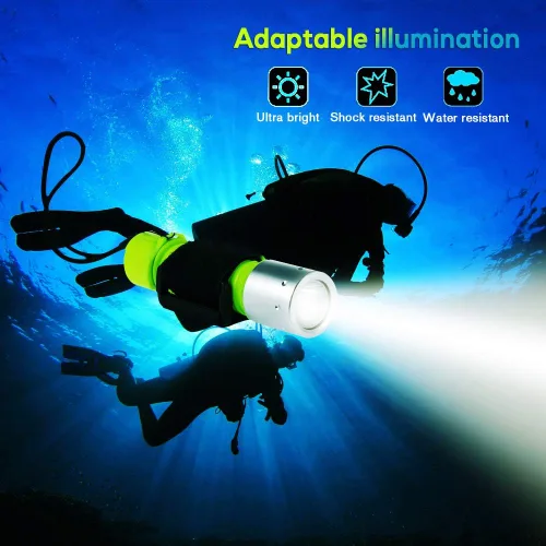 Vista 5 de BlueFire Linterna profesional de buceo de 1100 lúmenes, luz submarina brillante, luces de seguridad, impermeable, antorcha submarina para deportes