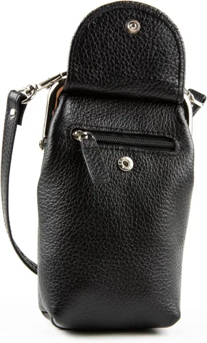 Vista 4 de Cartera de cuero premium para mujer y embrague RFID con muñequera, Negro