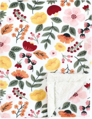 Vista 15 de Hudson Baby Infant Girl Plush Blanket with Furry Binding and Back, Navy Bold Floral, One Size (Pack of 2)