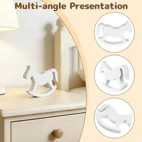 Vista 6 de ULTNICE Pequeño caballo mecedora de madera juguetes para niños - blanco