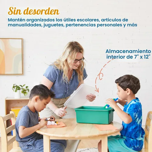 Vista 3 de ECR4Kids Cubo de almacenamiento con tapa, organización multiusos, surtido
