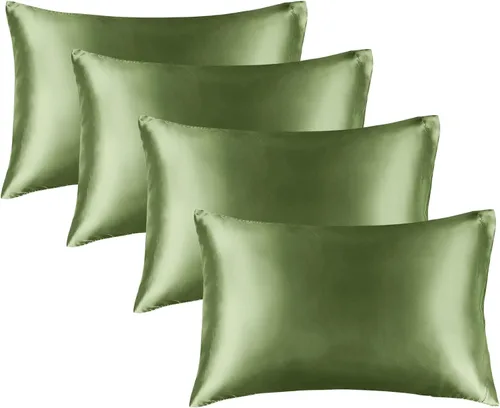 Vista 39 de BEDELITE Funda de almohada de satén para cabello y piel, súper suave y refrescante similar a las fundas de almohada de seda, paquete de 2 con cierre