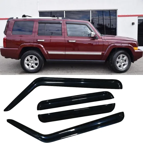 Vista 20 de Deflector de ventilación para visera lateral, montaje exterior, cinta inastillable, protección solar y lluvia, apto para Jeep Grand Cherokee