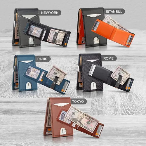 Vista 2 de KONACK Minimalist Wallet For Men with RFID Blocking Front Pocket Bifold Leather Mens Wallet with Gift Box