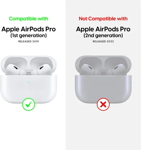 Vista 4 de TalkWorks Funda para AirPods Pro con llavero – Funda protectora de silicona dura para AirPods, llavero con clip, mosquetón de carga inalámbrica Negro
