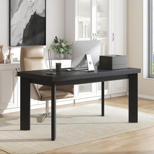 Vista 6 de Bigbiglife Mesa de comedor de 63 pulgadas para 6, mesa de comedor para interiores y exteriores con patas de madera, mesa de cocina con mesa grande