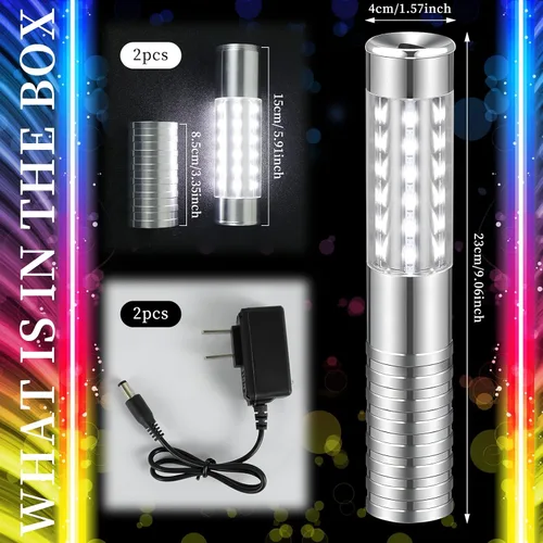Vista 3 de 2 piezas LED estroboscópica luz de batón recargable servicio de botellas bengalas palo botella de champán reutilizable LED de mano para club