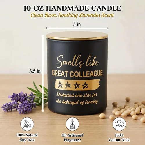 Vista 2 de TEEZWONDER Regalos para compañeros de trabajo para mujeres y hombres – Vela perfumada de lavanda de larga duración de 10 onzas – Adiós despedida