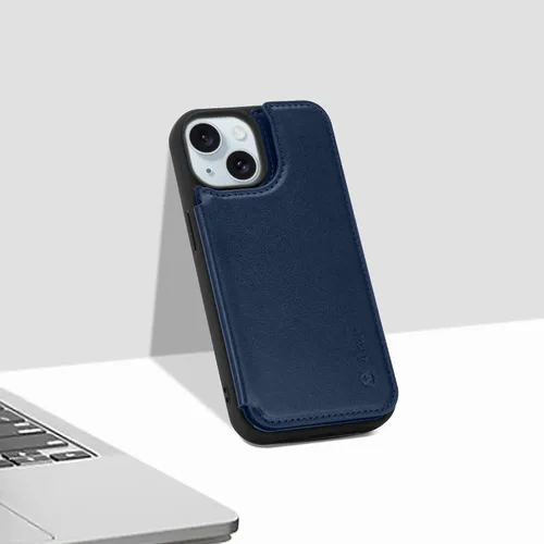 Vista 7 de Arae Funda para iPhone 15 [6.1 pulgadas] - Funda tipo cartera con bolsillos para tarjetas de piel sintética con tapa trasera para iPhone 15 de 6.1