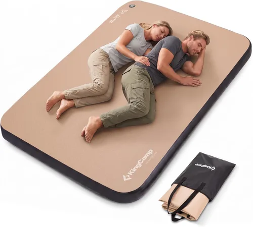 Vista 12 de KingCamp FLEXIREST 5.0 - Colchoneta de dormir doble para camping, compacta, tamaño completo, con bolsa de inflador, colchón de campamento sin PVC