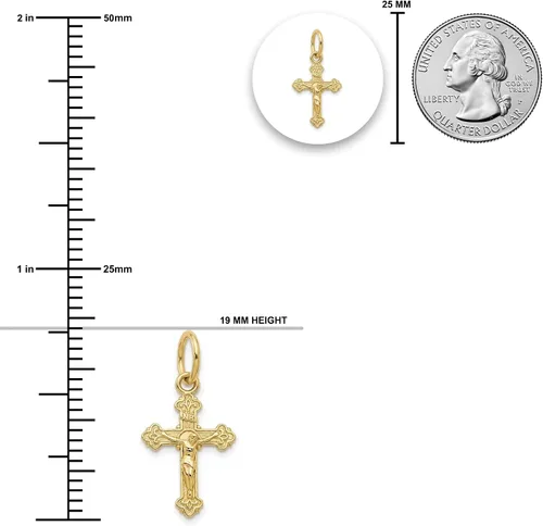 Vista 4 de Colgante de crucifijo de oro – 10 quilates de oro macizo – Colgante de cruz – Joyería de cruz religiosa Pequeño