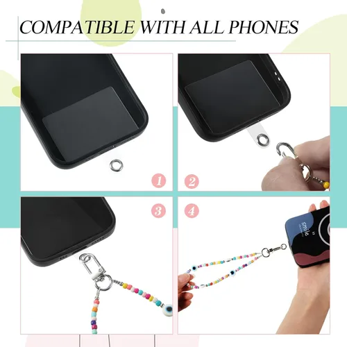 Vista 4 de LEIFIDE Correa de muñeca con cuentas para teléfono, correa de muñeca con cuentas de frutas, correas de muñeca Kawaii, pulsera desmontable
