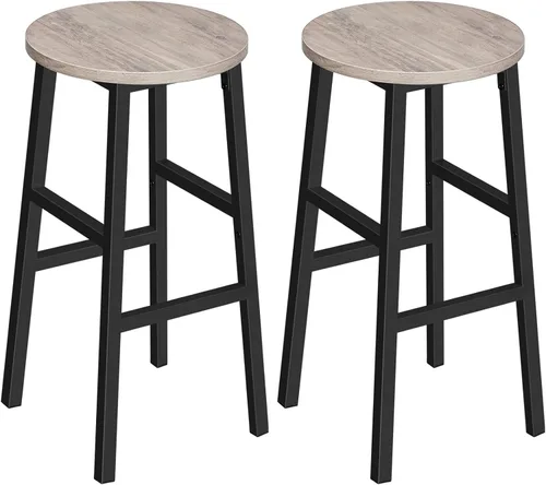 Vista 15 de MAHANCRIS Taburetes de bar, juego de 2 sillas de bar redondas con reposapiés, taburetes de bar de desayuno de cocina de 24.4 pulgadas, taburetes