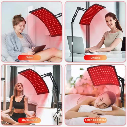Vista 4 de Terapia de luz roja para cara y cuerpo, lámpara de terapia de luz roja infrarroja con soporte LED de 660 nm de luz roja terapéutica y dispositivo