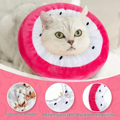 Vista 4 de ANWA Collar de cono ajustable para gato, suave, lindo collar de dona para gato después de la cirugía, conos de recuperación de gatitos para dejar