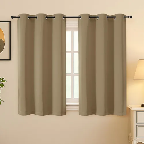 Vista 208 de Simplebrand Juego de 2 paneles de cenefa aguamarina para ventana de cocina de 14 pulgadas de largo, cortinas de oscurecimiento de habitación