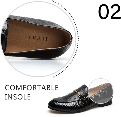 Vista 3 de JITAI Zapatos Penny de cuero con puntera de mocasín para hombre