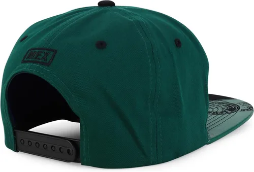 Vista 3 de Hecho En Mexico Águila 3D Bordada Gorra Plana con Cierre Snapback Verde oscuro Negro 4