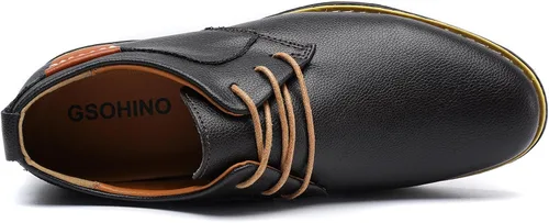 Vista 4 de GSOHINO Zapatos casuales para hombre, con cordones, clásicos, de cuero Oxford, para negocios, formales, cómodos, de moda, suaves, para caminar