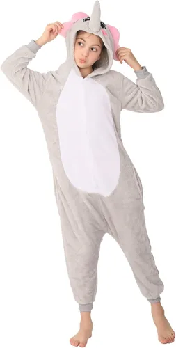 Vista 2 de Disfraz de franela para niños, disfraz de Halloween, Pascua, animales, cosplay para niñas y niños, una pieza