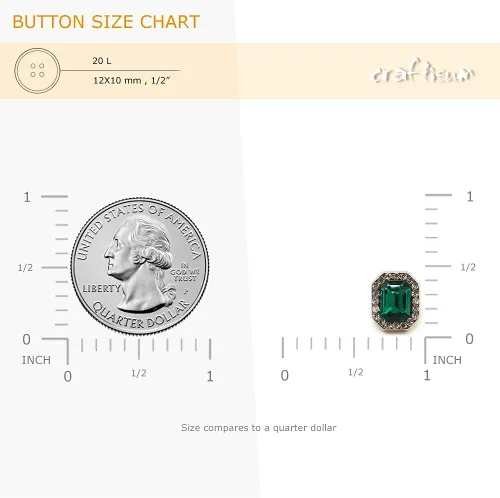 Vista 2 de Botones de costura de diamantes de imitación verde esmeralda 20 piezas - 12X10mm, 1/2