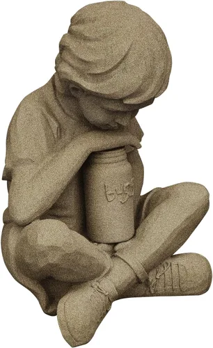 Vista 14 de Emsco Group 92246 Estatua de niño soñando despierto – Aspecto natural – Hecha de resina – Ligera – 40 cm de altura para jardín, BRONCE