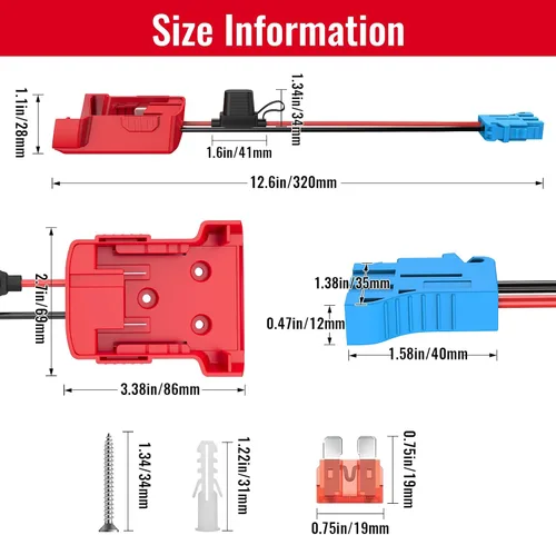 Vista 3 de Adaptador Azocek de rueda eléctrica compatible con batería Milwaukee con conector de arnés de cables compatible con Peg-Perego Children Ride-on Car