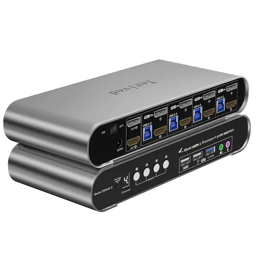 Vista 17 de interruptor KVM automático de 2 puertos DP USB 3.0 para dos computadoras y 1 monitor DisplayPort, 8K@30Hz 4K@144Hz, interruptor con tecla de acceso