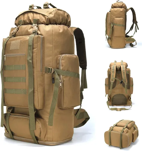 Vista 16 de Mochila de senderismo y camping, mochila MOLLE impermeable para viajes (verde militar)