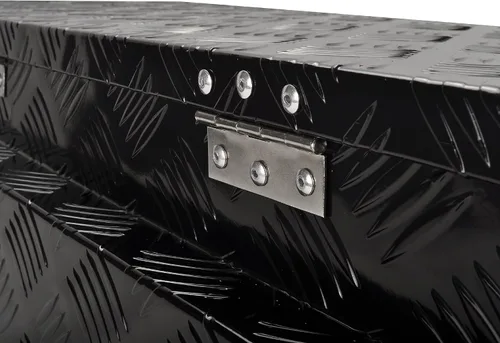 Vista 8 de Caja de herramientas de aluminio de 29 pulgadas para remolque de utilidad, caja de herramientas con lengüeta ancha para remolque de utilidad