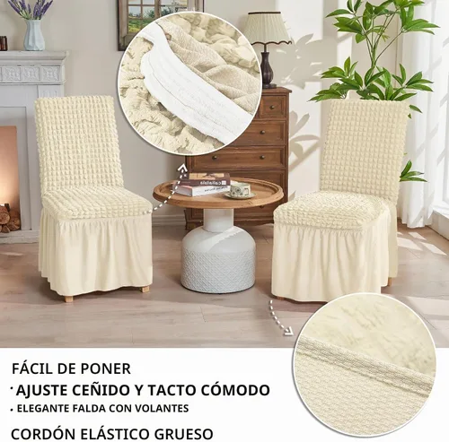 Vista 2 de NICEEC - Juego de 2 fundas para sillas de comedor Beige