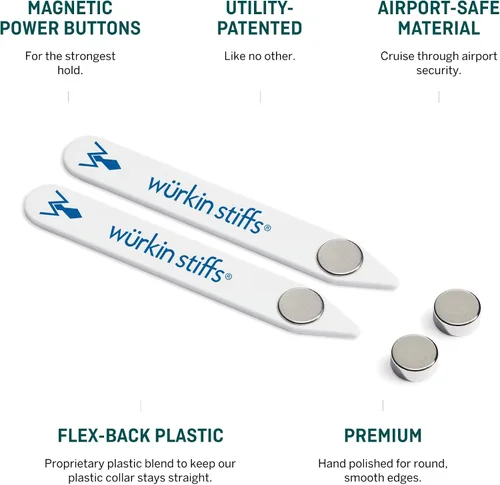 Vista 2 de Plastic Magnetic Collar Stays by Würkin Stiffs As Seen on Shark Tank Stiff-N-Stays Collar Inserts