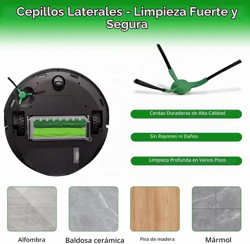 Vista 4 de Paquete de 6 cepillos laterales de repuesto compatibles con iRobot Roomba Max 705 Vac/Plus 504 Vac Robot, cepillos de barrido de bordes, accesorios