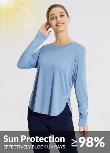 Vista 112 de BALEAF - Camisetas de sol de manga larga para mujer, con FPU 50+, para senderismo, ligeras, de secado rápido, protección contra rayos ultravioleta