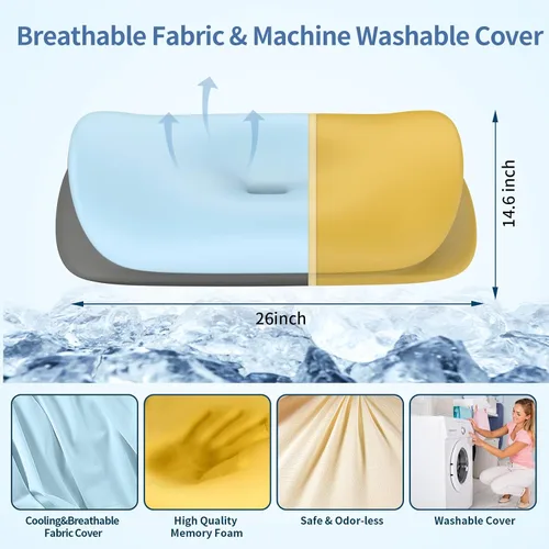 Vista 3 de Olumoon Almohada cervical para el cuello – Almohadas ergonómicas de contorno de espuma viscoelástica para dormir de lado, espalda y estómago