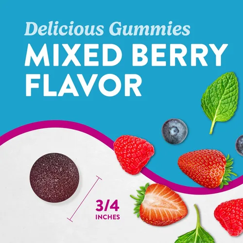 Vista 5 de Gominolas de magnesio Nature's Truth para niños Glicinato y citrato 50 unidades Sabor a bayas mixtas Suplemento vegano, sin OMG y sin gluten