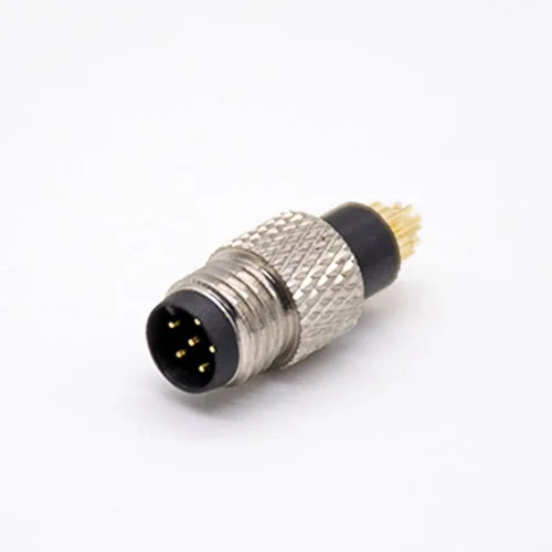 Vista 4 de Elecbee 5 unids M8 conector 6 pin macho recto macho sobremoldeado soldadura copa sin blindaje un código