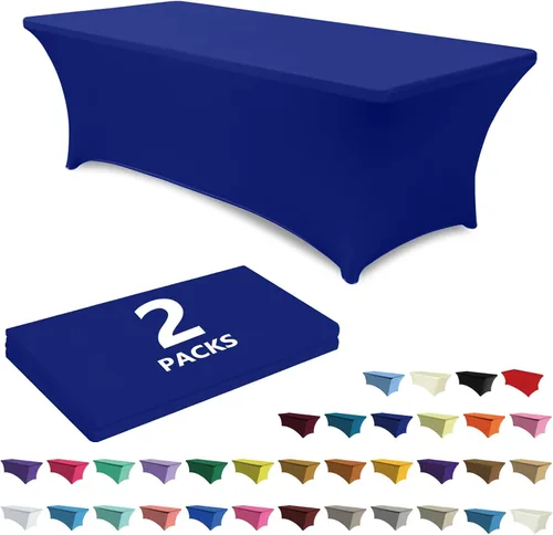 Vista 12 de ABCCANOPY - Paquete de 2 manteles elásticos de elastano de 4 pies Fitted, Washable and Wrinkle Resistant Table Protector for Wedding